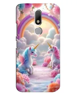 Чехол для Motorola Moto M с картинкой «Радуга и единороги»