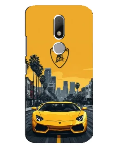 Чехол для Motorola Moto M с картинкой «Желтый Lamborghini город»