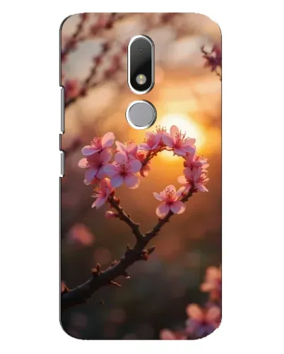 Чехол для Motorola Moto M с картинкой «Розовый цвет сердце на фоне заката»