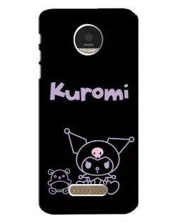 Чехол для Motorola MOTO Z Play с картинкой «Kuromi — черный минимализм»