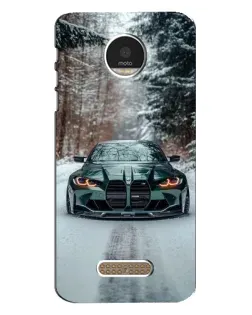 Чехол для Motorola MOTO Z Play с картинкой «BMW в зимнем лесу»