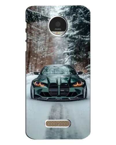 Чехол для Motorola MOTO Z Play с картинкой «BMW в зимнем лесу»