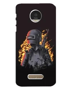 Чехол для Motorola MOTO Z Play с картинкой «PUBG — огненный силуэт»