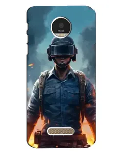 Чехол для Motorola MOTO Z Play с картинкой «PUBG — реалистичный герой»
