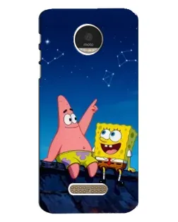 Чехол для Motorola MOTO Z Play с картинкой «Губка Боб и Патрик ночью»