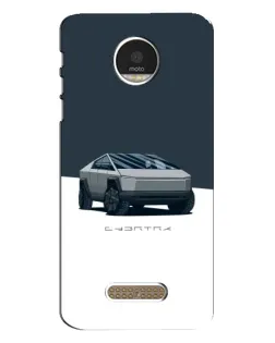 Чехол для Motorola MOTO Z Play с картинкой «Серебристый Cybertruck Tesla»
