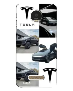 Чехол для Motorola MOTO Z Play с картинкой «Коллаж Cybertruck Tesla»