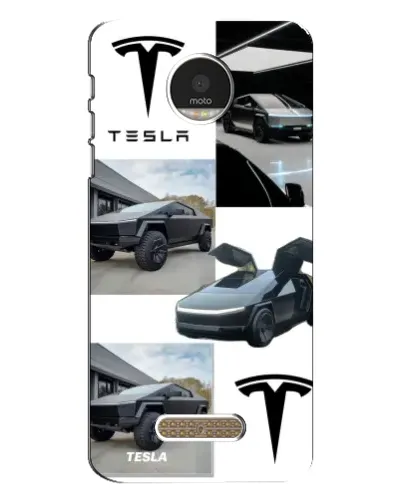 Чехол для Motorola MOTO Z Play с картинкой «Коллаж Cybertruck Tesla»