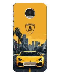 Чехол для Motorola MOTO Z Play с картинкой «Желтый Lamborghini город»