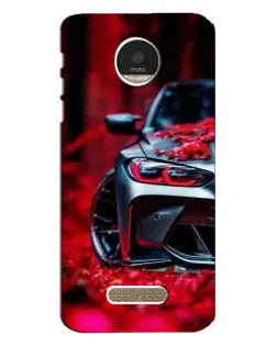 Чехол для Motorola MOTO Z с картинкой «Спортивная BMW и цветы»