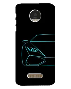Чехол для Motorola MOTO Z с картинкой «Голубой силуэт Lamborghini»