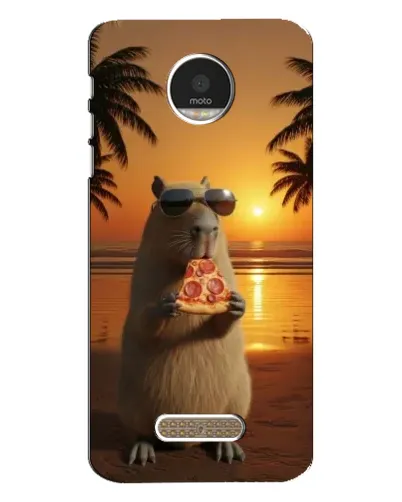Чехол для Motorola MOTO Z с картинкой «Капибара с пиццей»