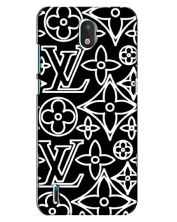 Чехол для Nokia 1.3 с картинкой «Черно-белый узор LV»