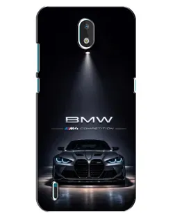Чехол для Nokia 1.3 с картинкой «BMW сквозь ночной город»