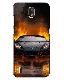 Чехол для Nokia 1.3 с картинкой «Lamborghini в огне»