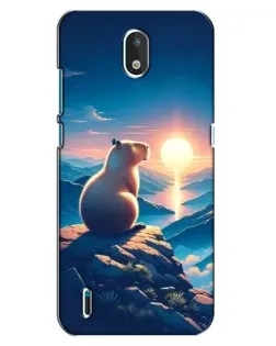 Чехол для Nokia 1.3 с картинкой «Закат солнца с капибарой»