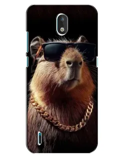 Чехол для Nokia 1.3 с картинкой «Капибара золотая цепь»