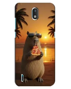 Чехол для Nokia 1.3 с картинкой «Капибара с пиццей»