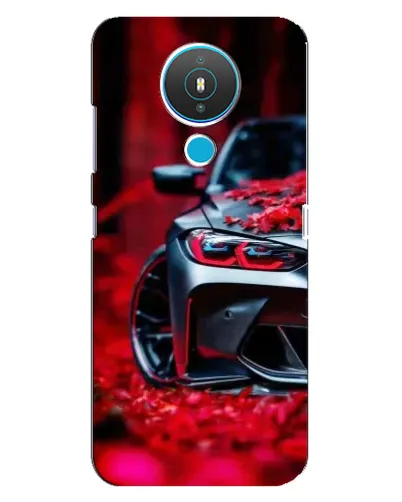 Чехол для Nokia 1.4 с картинкой «Спортивная BMW и цветы»