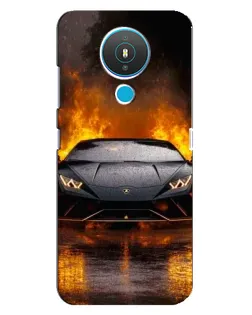 Чехол для Nokia 1.4 с картинкой «Lamborghini в огне»