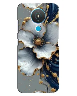 Чехол для Nokia 1.4 с картинкой «Белый цветок и золотой флюид» Чехол для Nokia 1.4 с картинкой «Белый цветок и золотой флюид»
