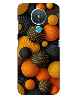 Чехол для Nokia 1.4 с картинкой «Объемные оранжевые сферы»