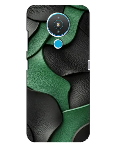 Чехол для Nokia 1.4 с картинкой «Зеленые кожаные волны»