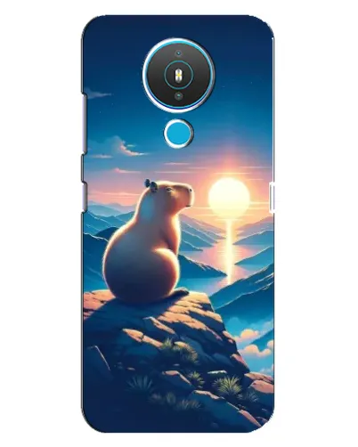 Чехол для Nokia 1.4 с картинкой «Закат солнца с капибарой»
