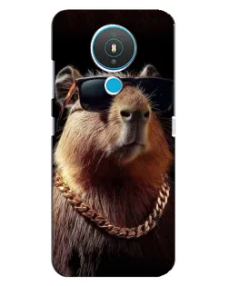 Чехол для Nokia 1.4 с картинкой «Капибара золотая цепь»