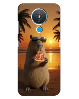 Чехол для Nokia 1.4 с картинкой «Капибара с пиццей»