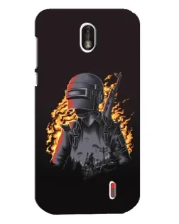 Чехол для Nokia 1 с картинкой «PUBG — огненный силуэт»