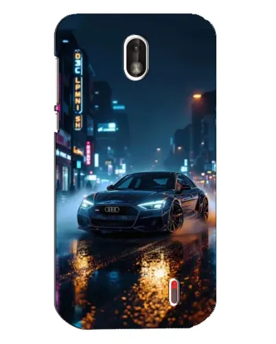 Чехол для Nokia 1 с картинкой «Ночной город и Audi» Чехол для Nokia 1 с картинкой «Ночной город и Audi»