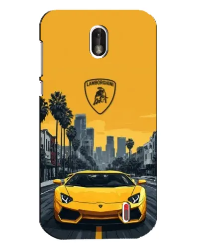 Чехол для Nokia 1 с картинкой «Желтый Lamborghini город» Чехол для Nokia 1 с картинкой «Желтый Lamborghini город»