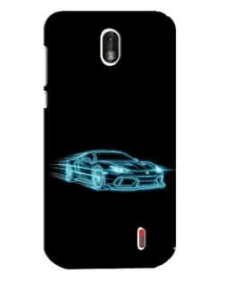 Чехол для Nokia 1 с картинкой «Неоновый контур Lamborghini»