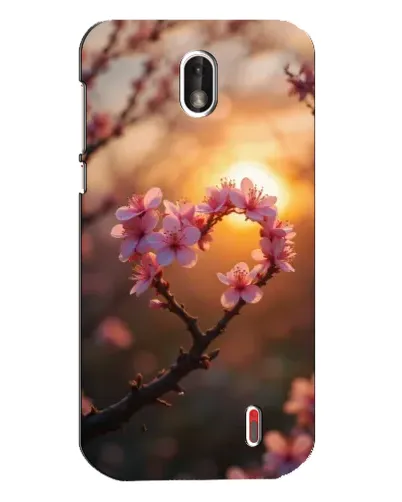 Чехол для Nokia 1 с картинкой «Розовый цвет сердце на фоне заката» Чехол для Nokia 1 с картинкой «Розовый цвет сердце на фоне заката»