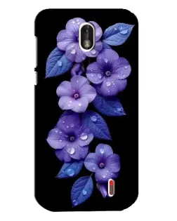 Чехол для Nokia 1 с картинкой «Фиолетовые цветы с росою»