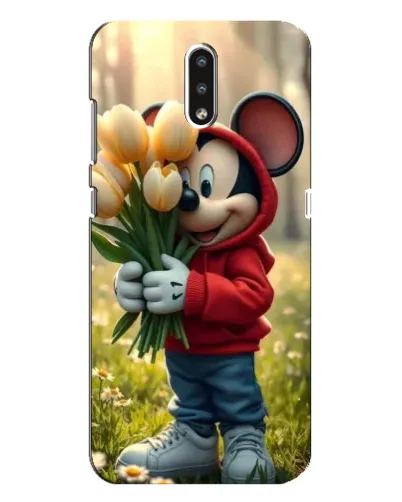 Чехол для Nokia 2.3 с картинкой «Микки с тюльпанами»