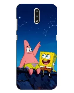 Чехол для Nokia 2.3 с картинкой «Губка Боб и Патрик ночью»
