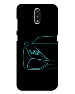 Чехол для Nokia 2.3 с картинкой «Голубой силуэт Lamborghini»