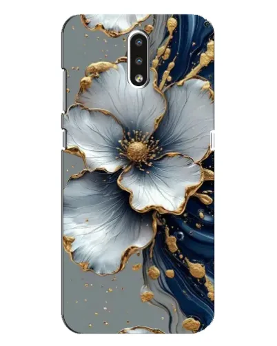 Чехол для Nokia 2.3 с картинкой «Белый цветок и золотой флюид» Чехол для Nokia 2.3 с картинкой «Белый цветок и золотой флюид»