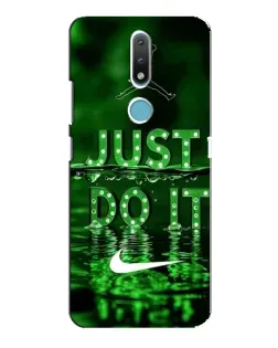 Чехол для Nokia 2.4 с картинкой «Зеленый неоновый Nike»