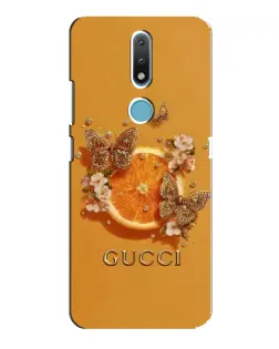 Чехол для Nokia 2.4 с картинкой «Gucci — золотые бабочки»