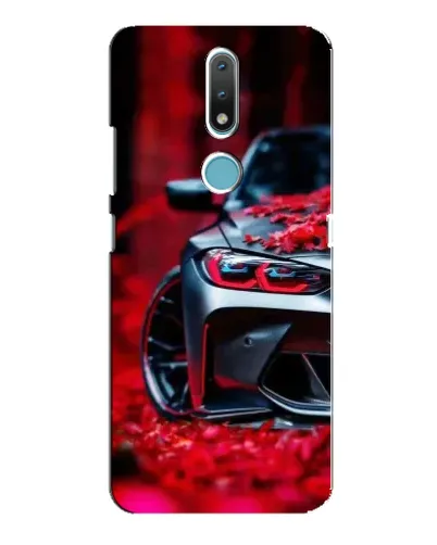 Чохол для Nokia 2.4 з картинкою «Спортивна BMW та квіти»