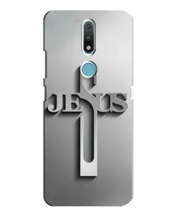 Чехол для Nokia 2.4 с картинкой «Металлический крест Jesus»