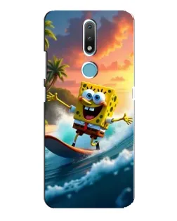 Чехол для Nokia 2.4 с картинкой «Губка Боб серфингист»
