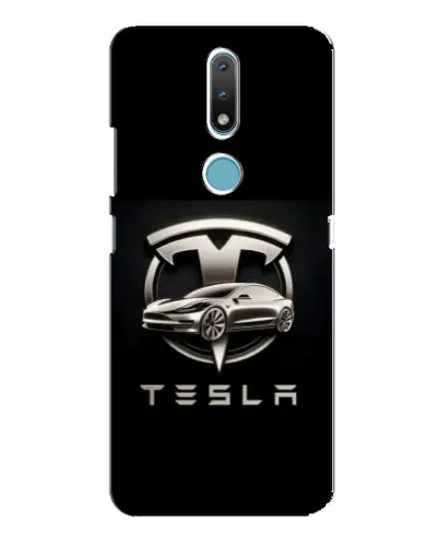Чохол для Nokia 2.4 з картинкою «Tesla — срібне авто»