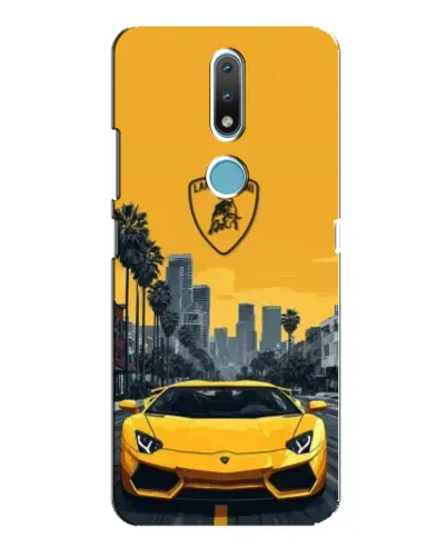 Чехол для Nokia 2.4 с картинкой «Желтый Lamborghini город» Чехол для Nokia 2.4 с картинкой «Желтый Lamborghini город»