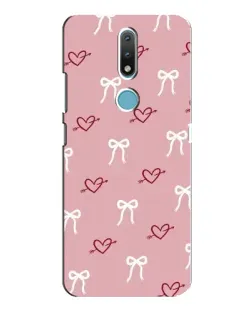 Чехол для Nokia 2.4 с картинкой «Сердца и банты»