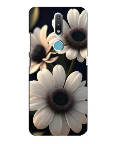 Чехол для Nokia 2.4 с картинкой «Белые маргаритки макро»