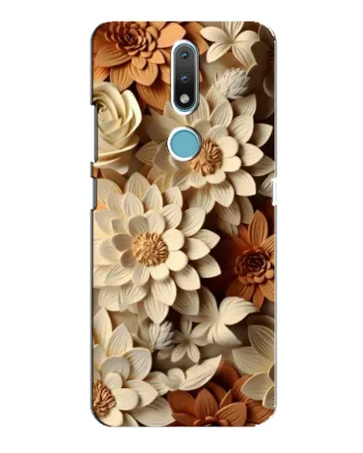 Чехол для Nokia 2.4 с картинкой «Бежевый флористический декор»